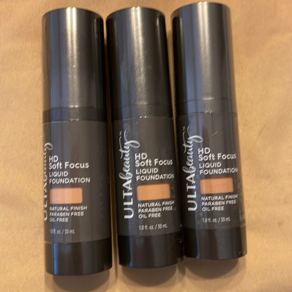 Set of 3 New in Plastic Ulta Beauty HD Soft Focus Liquid Foundations